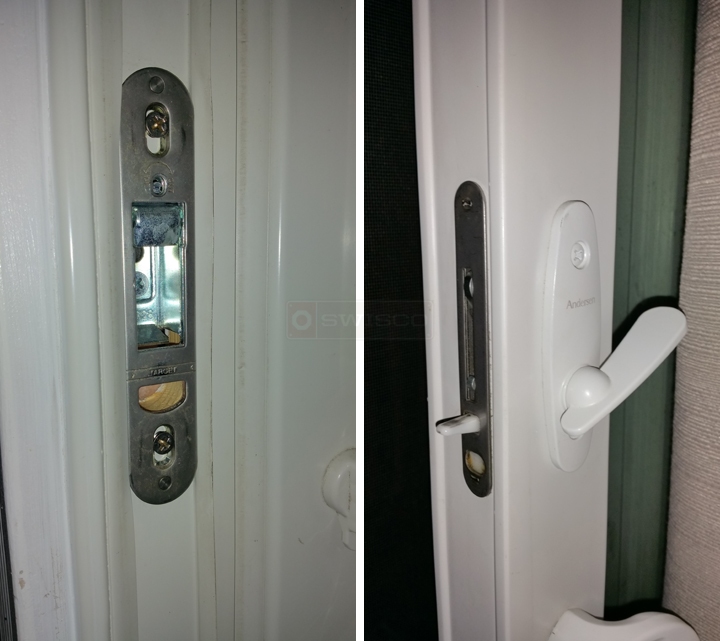 User submitted photos of patio door hardware.