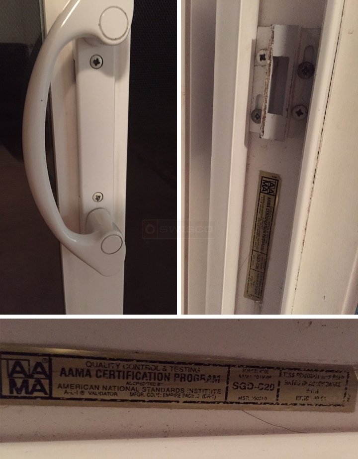 User submitted photos of patio door hardware.