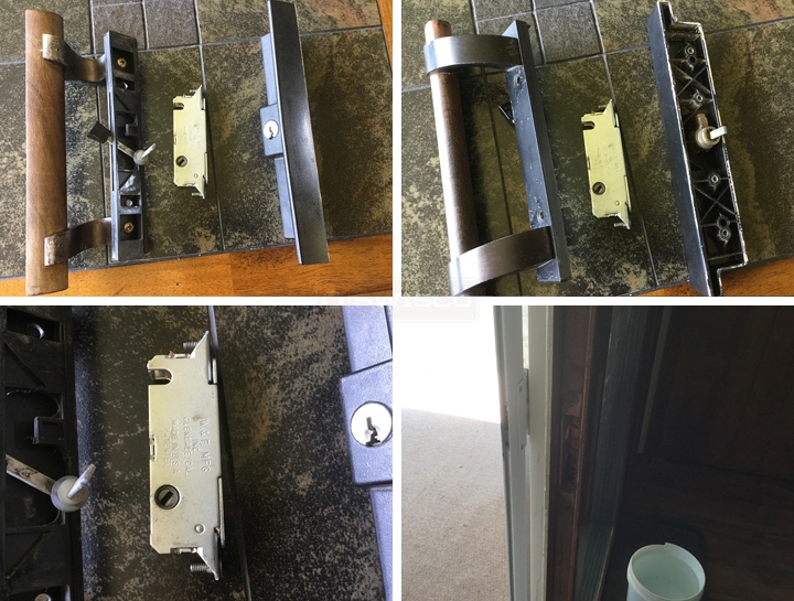 User submitted photos of patio door hardware.