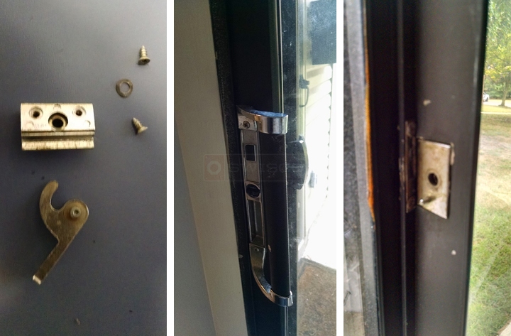 User submitted photos of patio door hardware.