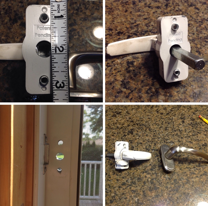 User submitted photos of storm door hardware.