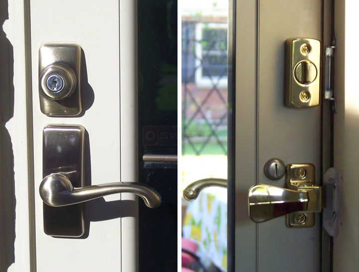 User submitted photos of storm door hardware.