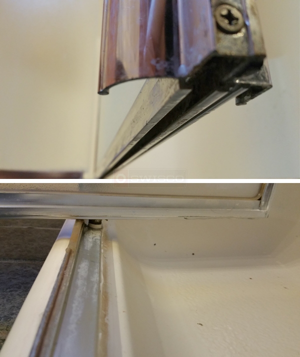 User submitted photos of shower door hardware.