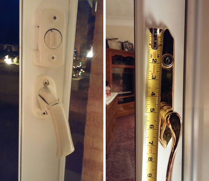 User submitted photos of storm door hardware.