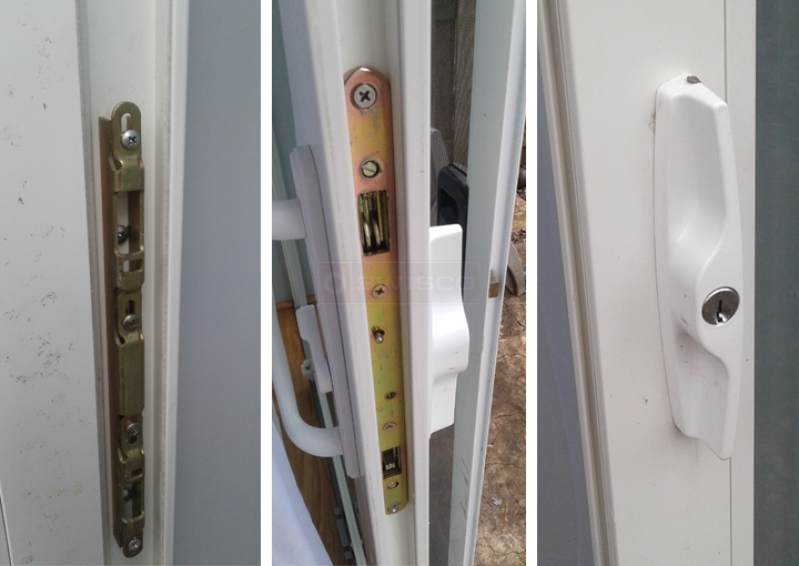 User submitted photos of patio door hardware.