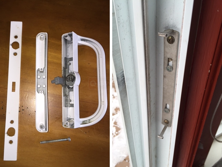 User submitted photos of patio door hardware.