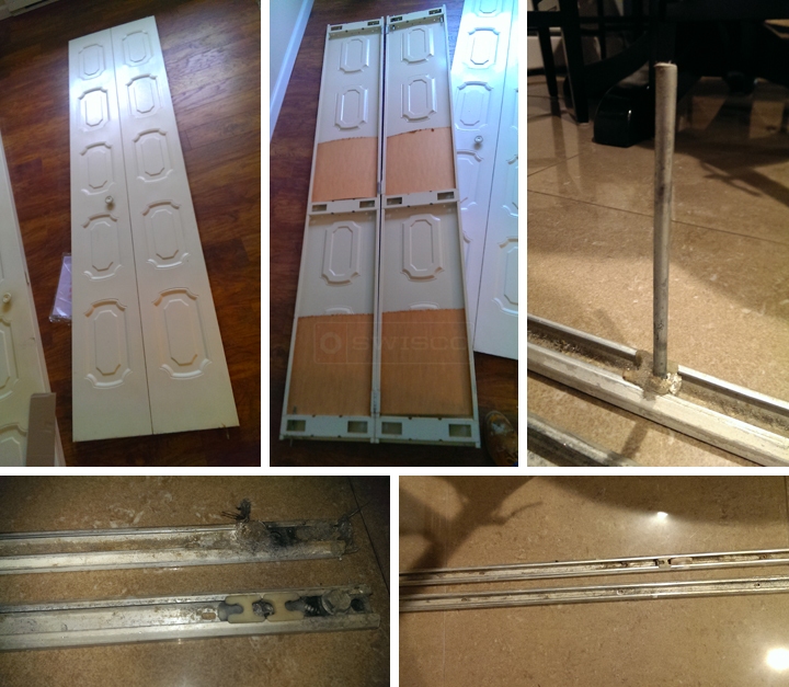 User submitted photos of bi-fold door hardware.