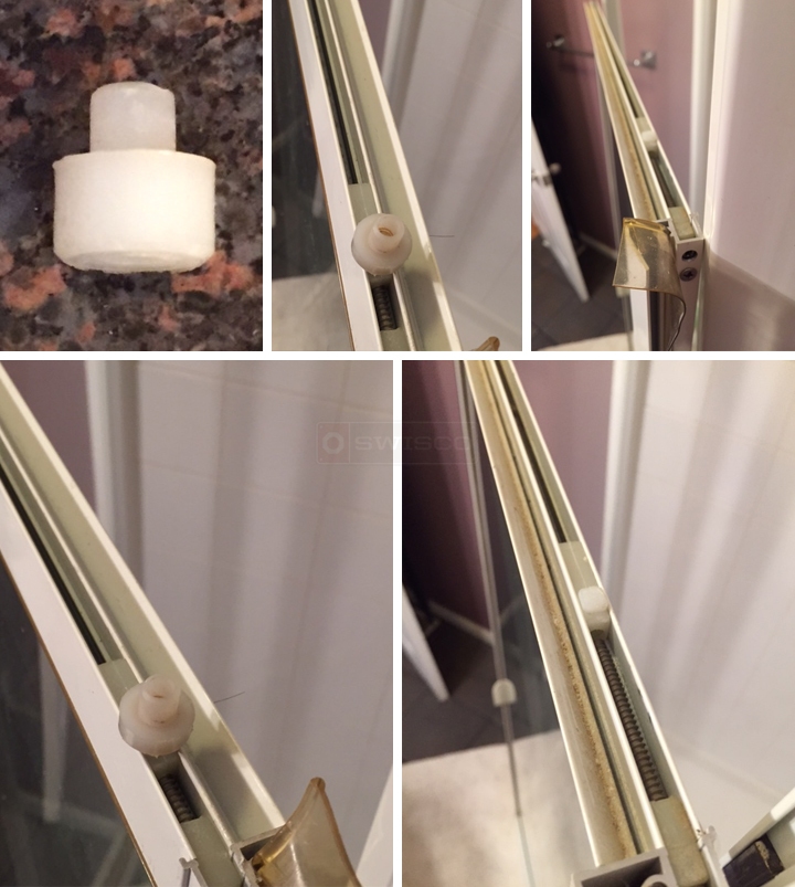 User submitted photos of shower door hardware.