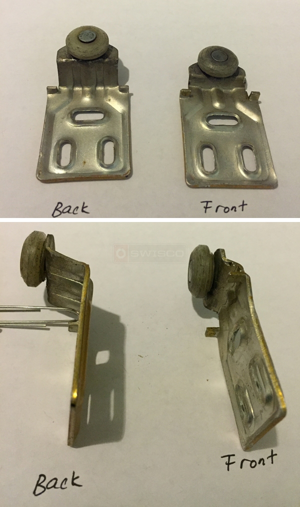 User submitted photos of closet door rollers.