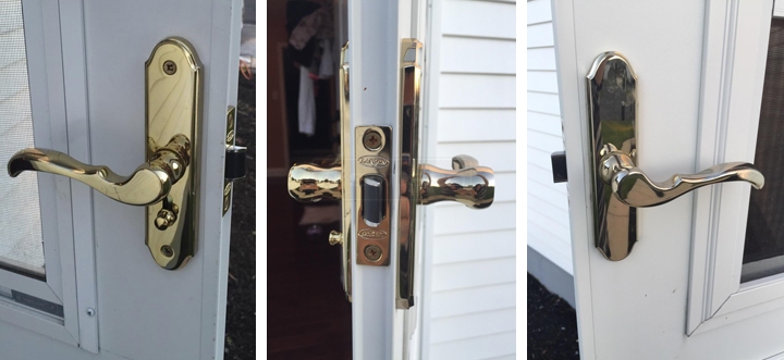 User submitted photos of storm door hardware.