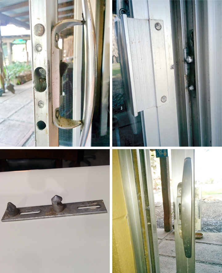 User submitted photos of patio door hardware.