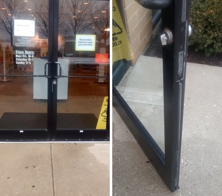 User submitted photos of commercial door weatherstripping.