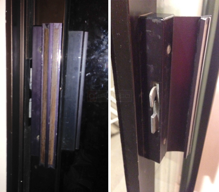 User submitted photos of patio door hardware.