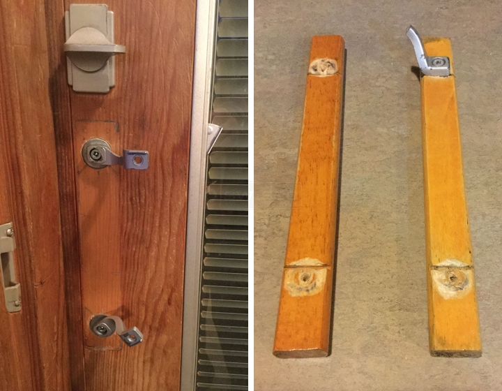 User submitted photos of patio door hardware.