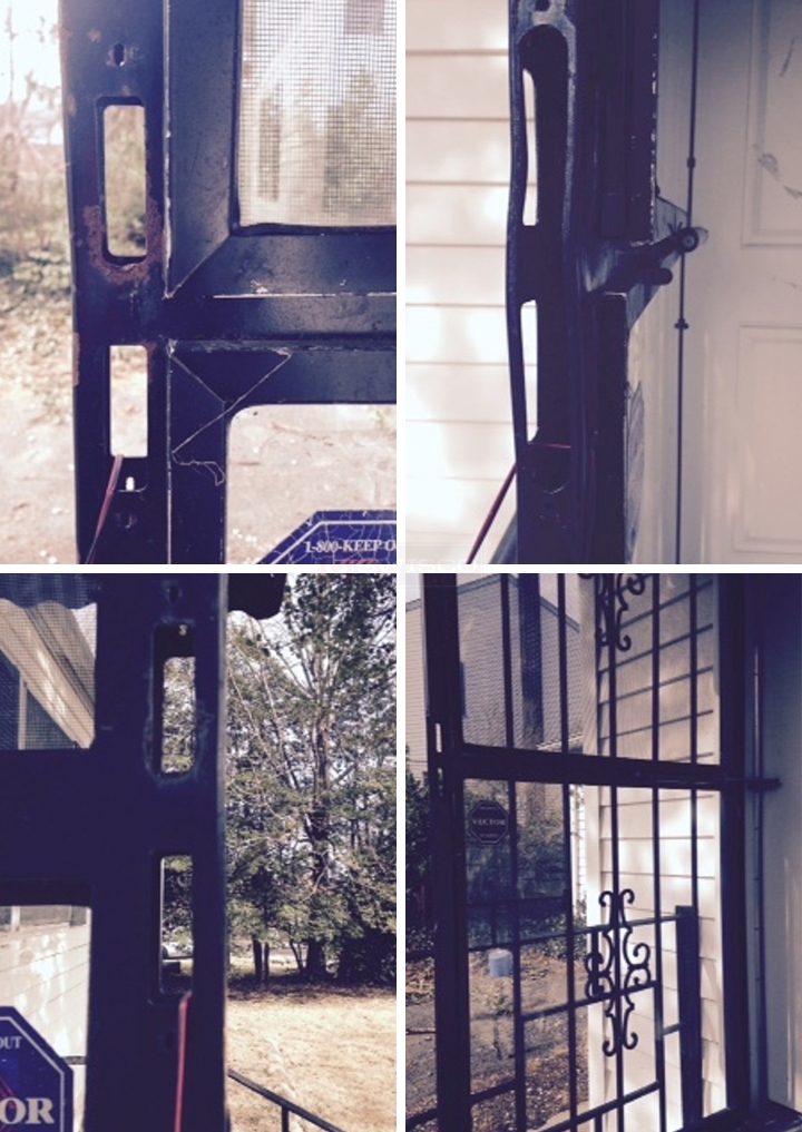 User submitted photos of security door hardware.