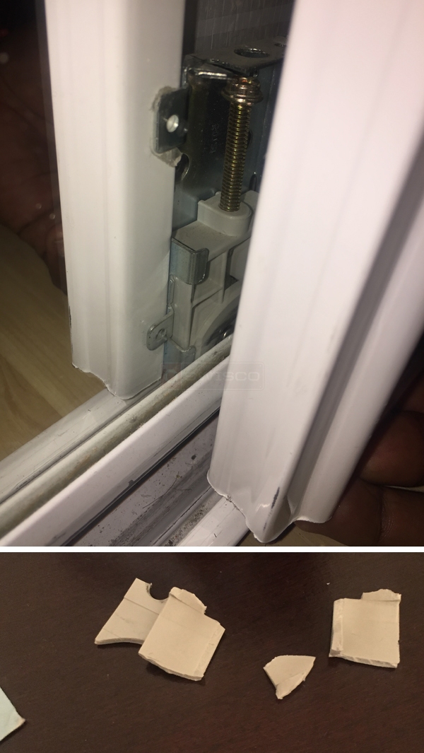 User submitted photos of closet door hardware.