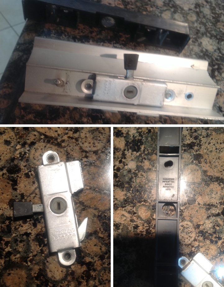 User submitted photos of patio door hardware.