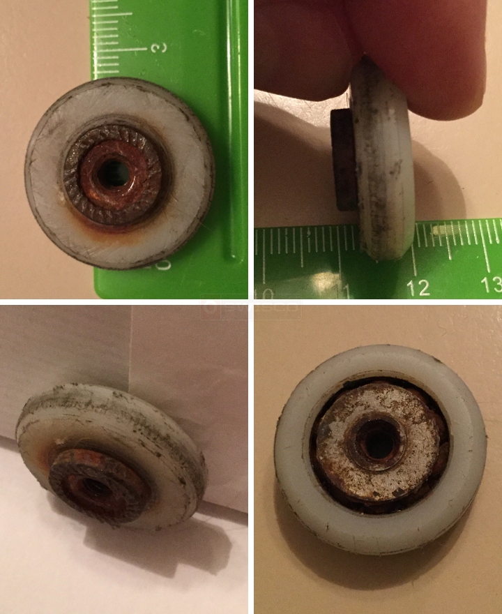 User submitted photos of a shower door roller.