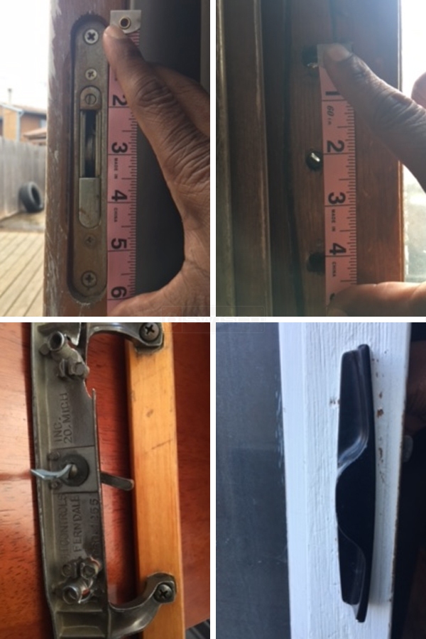 User submitted photos of patio door hardware.