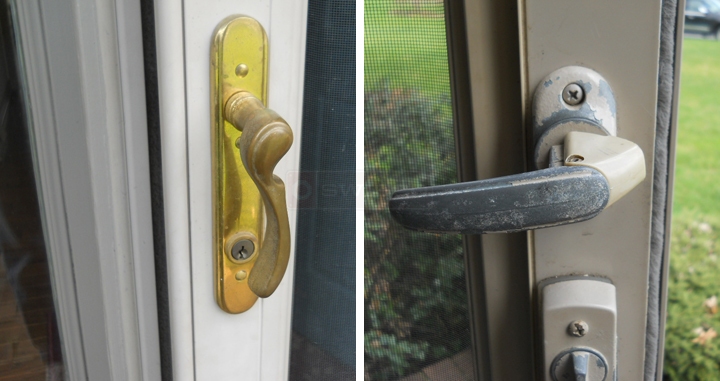 User submitted photos of storm door hardware.