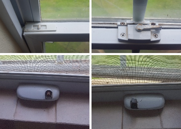 User submitted photos of window hardware.