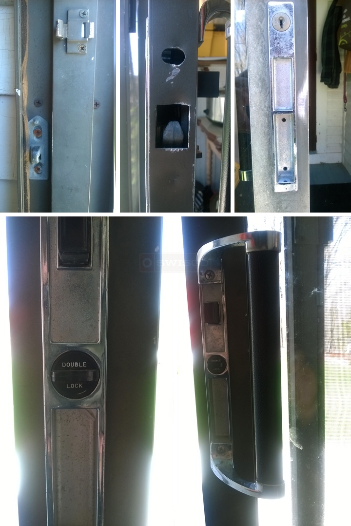 User submitted photos of patio door hardware.