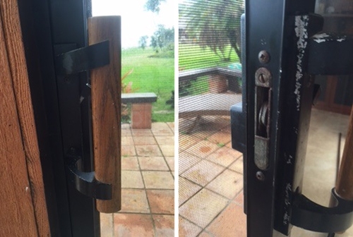 User submitted photos of patio door hardware.