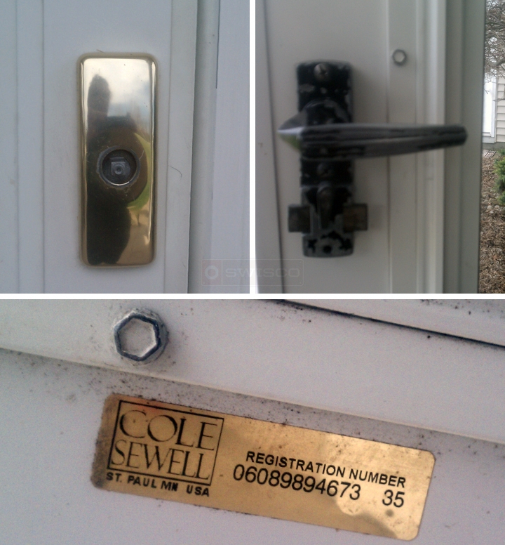 User submitted photos of storm door hardware.