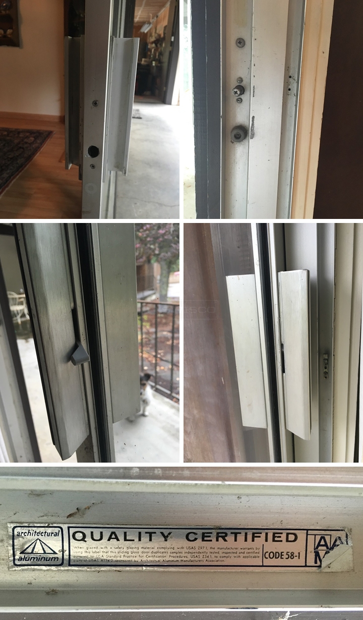 User submitted photos of patio door hardware.