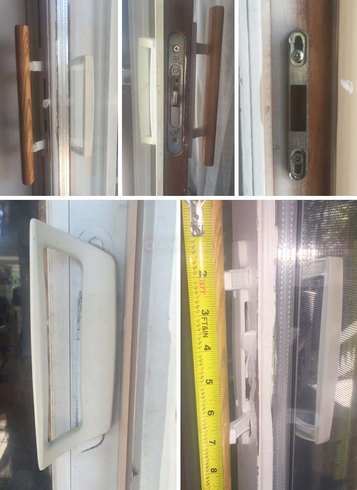 User submitted photos of patio door hardware.