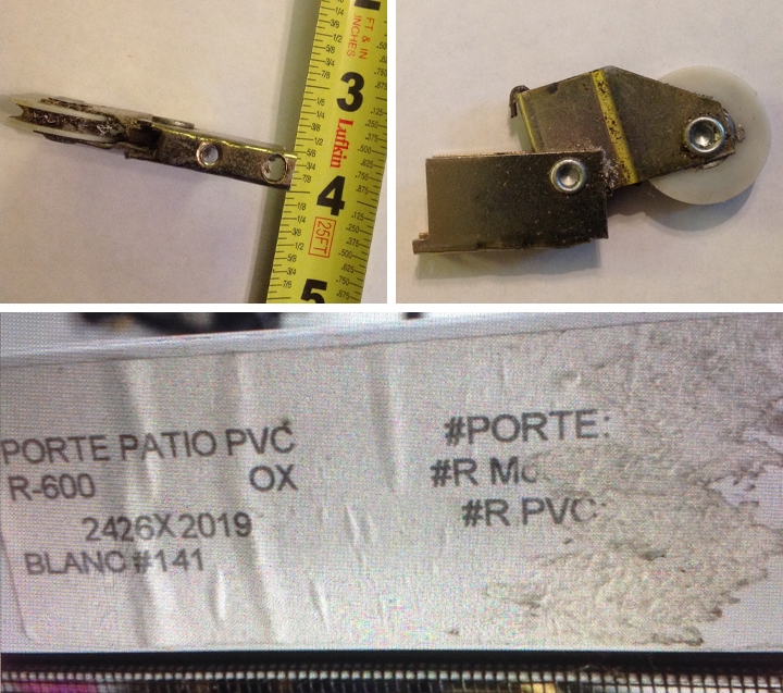 User submitted photos of a patio door roller.