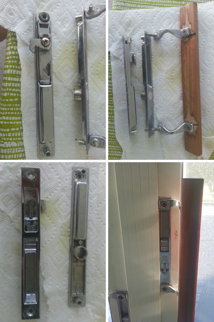 User submitted photos of patio door hardware.