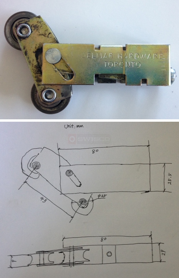 User submitted photos of a patio door roller.