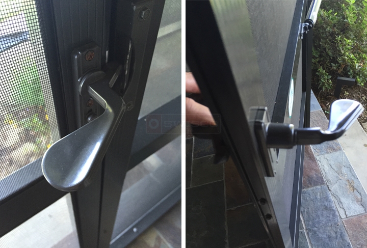 User submitted photos of storm door hardware.