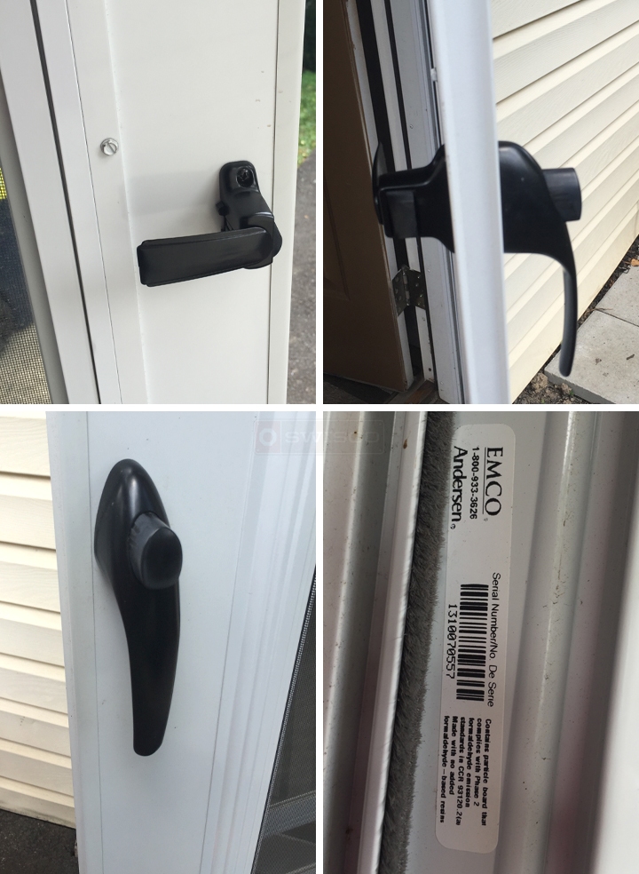 User submitted photos of storm door hardware.