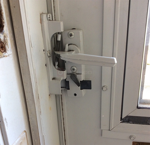 User submitted photos of storm door hardware.