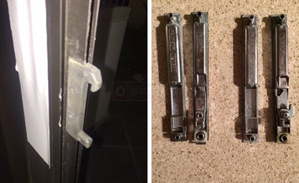 User submitted photos of patio door hardware.