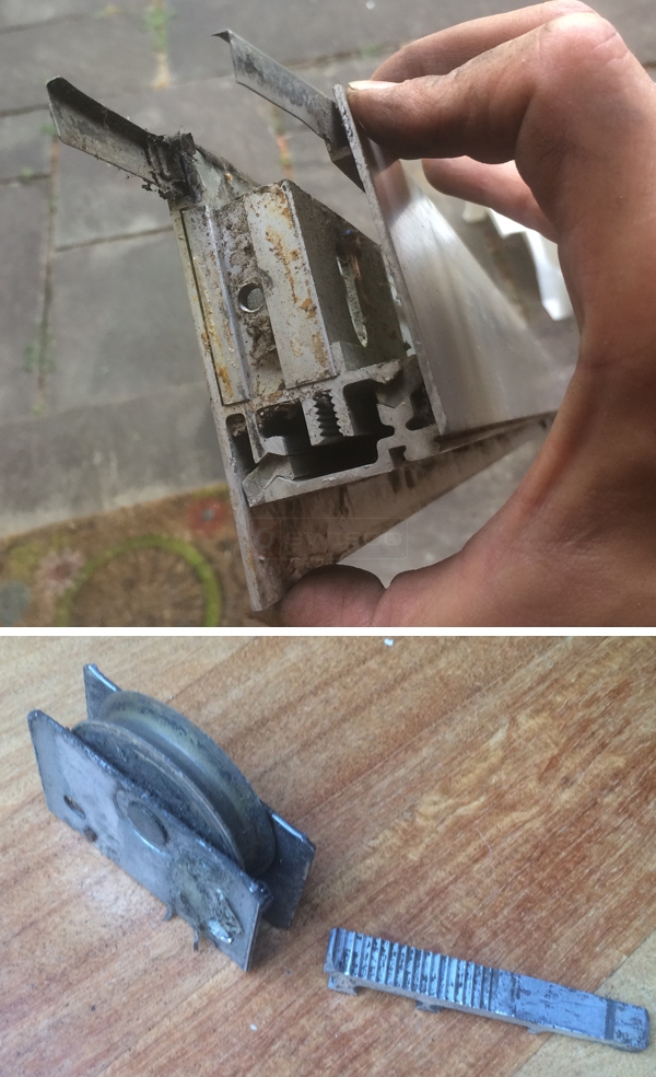 User submitted photos of patio door hardware.