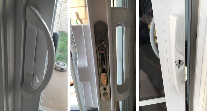 User submitted photos of patio door hardware.