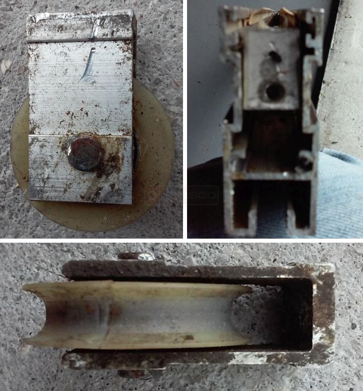 User submitted photos of a patio door roller.