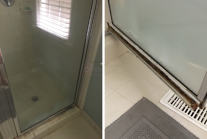 User submitted photos of shower door hardware.