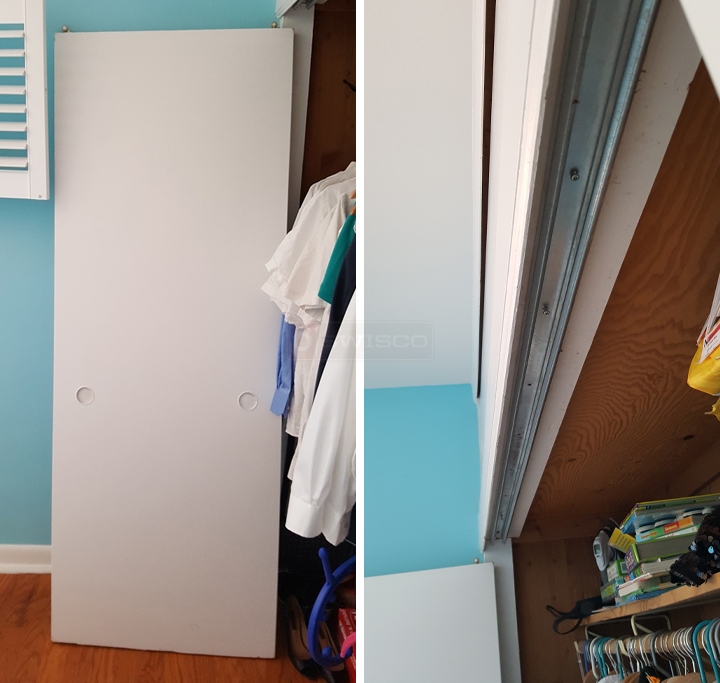 User submitted photos of closet door hardware.