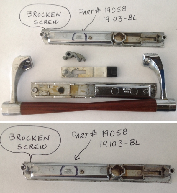 User submitted photos of patio door hardware.