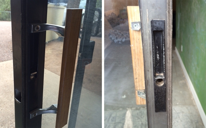 User submitted photos of patio door hardware.