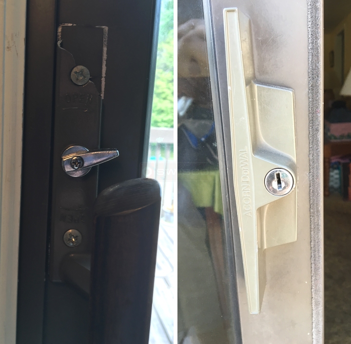 User submitted photos of patio door hardware.