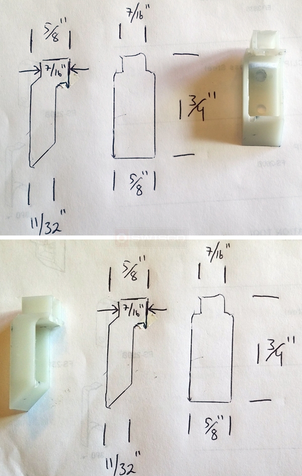 User submitted photos of a top sash guide.