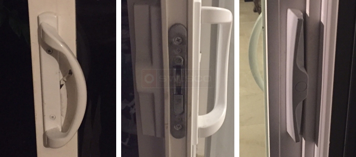 User submitted photos of patio door hardware.