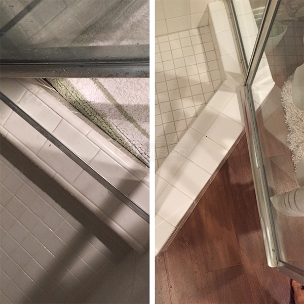 User submitted photos of shower door hardware.