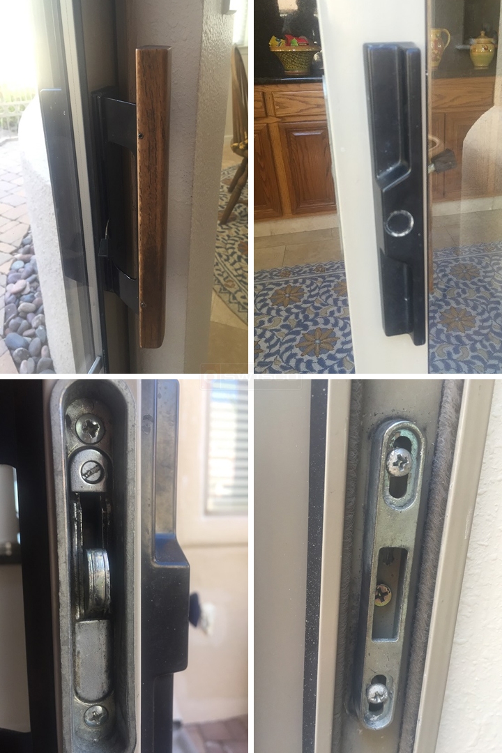 User submitted photos of patio door hardware.