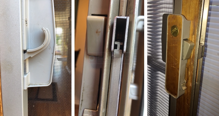 User submitted photos of patio door hardware.